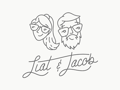 Liat And Jake beard couple glasses illustration jacob lettering liat line line work save the date vector wedding