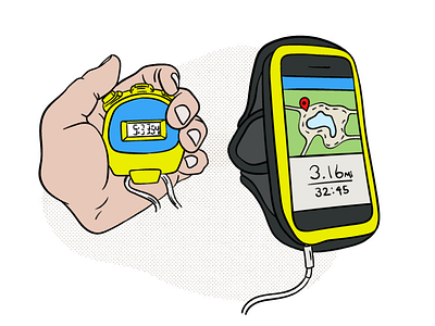 14 Apps - Runkeeper arm band editorial hands illustration infographic instagram iphone stopwatch timer