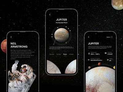 Solar System Exploration app astrology black design mobile solar solar system typography ui ux