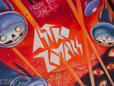 Astro Zombies acrilic astro canvas painting retro space zombies