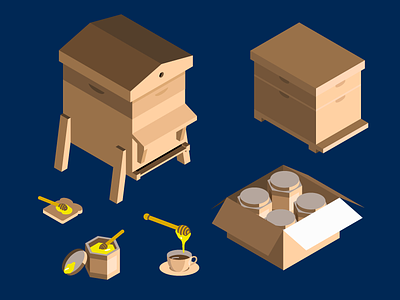 The Bee Business Illustrations 3d bee beehive honey illustrations isometric