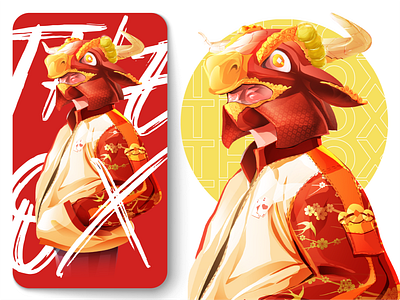 YEAR OF THE OX | T H E O X 2021 2021 adobe photoshop art branding character chinese new year debut design digital art flatdesign graphicdesign illustration lunarnewyear motion