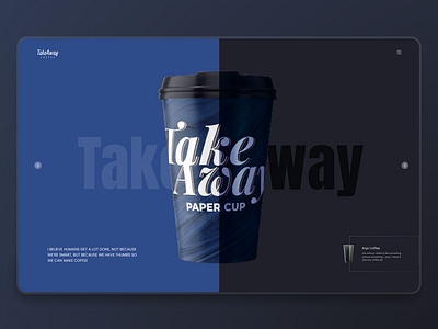 Takeaway Coffee - Landing blue cafe coffee cup dark darkmode landing slide slider takeaway typo ui ux web