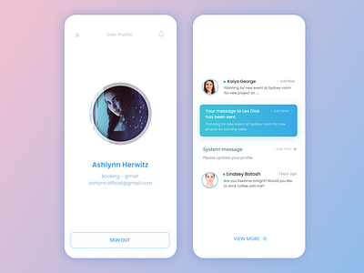 Notifications avatar clean dailyui gradient listing messages mobile design notification product design profile