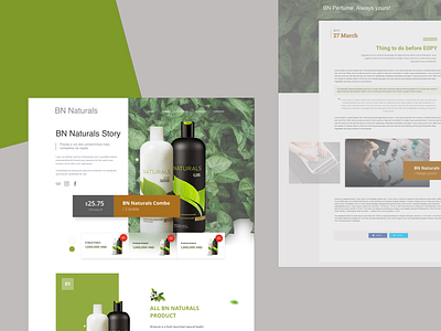 Natural Cosmetics Landing Page beautiful bottle colorful cosmetic daily ui green landing perfume product tile ux ui