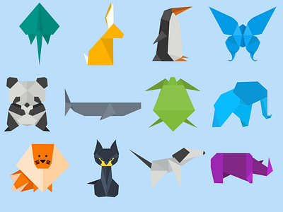 Origami Animal Icon Set