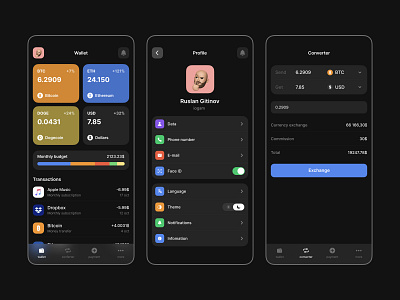 Crypto wallet — Mobile App Design app bonus card card concept crypto design ecommerce graphic design mobile proto prototype ui ux wallet