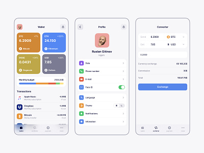 Crypto wallet — Mobile App Design (light)