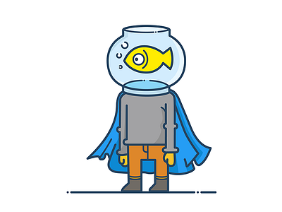 Mr.fish animal asset character cloak cute design fish icon illustration sticker tank