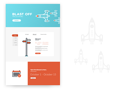 Blast Off With Your Benefits app benefits clean css3 flat html5 medical minimal ui ux web