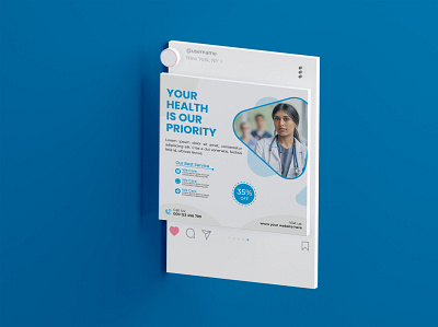 Hospital banner or square flyer and social media post template clinic doctor facebook healthcare hospital instagram modern post profile promo social post template