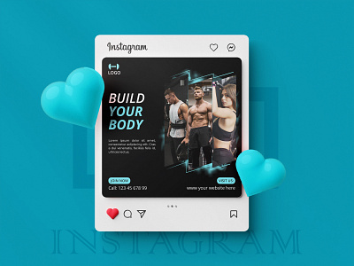 Gym Fitness social media post template banner creative designer facebook fitness graphic design gym instagram modern premium professional quality social social media post square web banner