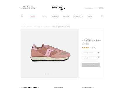 Saucony Product Page design e commerce minimal typography ui ux web website