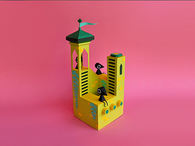 Monument Valley Paper Art building crow game handmade monument paper paper art paper craft valley