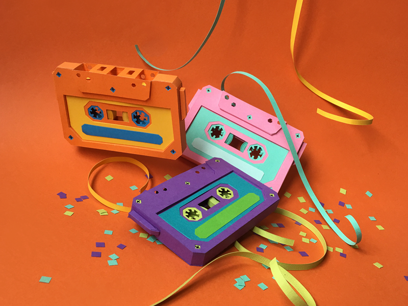 Cassettes! confetti old school mixtapes cassettes handmade paper craft paper art paper