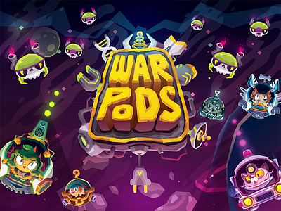 WarPods Logo characters game gamedev indie indiedev indiegame ios mobile space warpods weyrdworks