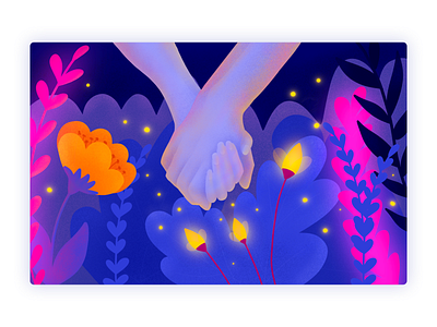 Hold Me Tight | Illustration avatar bulgarian dark design fireflies hands holding hands illustration ipad jungle magical night procreate together ui