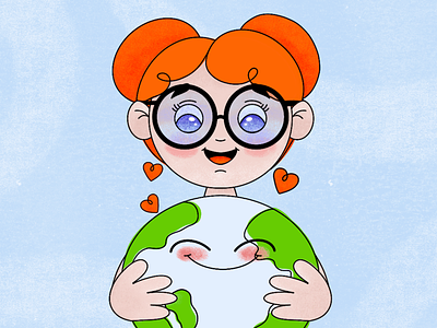 Greenpeace Character | Illustration character earth eco ecology girl glasess greenpeace illustration kids kids art planet planet earth save the planet