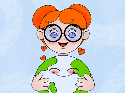 Greenpeace Character | Illustration character earth eco ecology girl glasess greenpeace illustration kids kids art planet planet earth save the planet