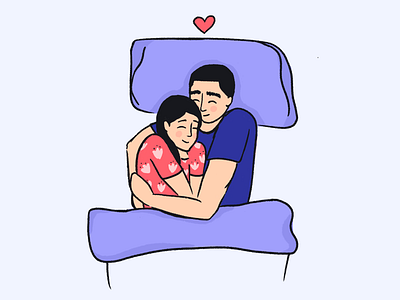 Favorite person in the world | Illustration bed blue couple family favorite illustration love pink purple sleep sleeping st.valentinesday valentine valentines