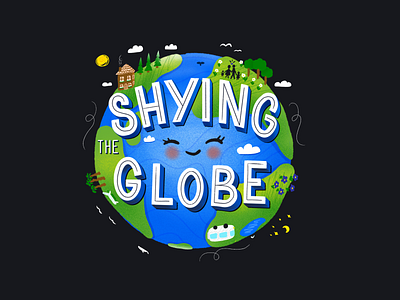 *MilenaT* Shying The Globe Globe | Illustration blog cute earth friendly globe illustration lettering planet space travel type typography world