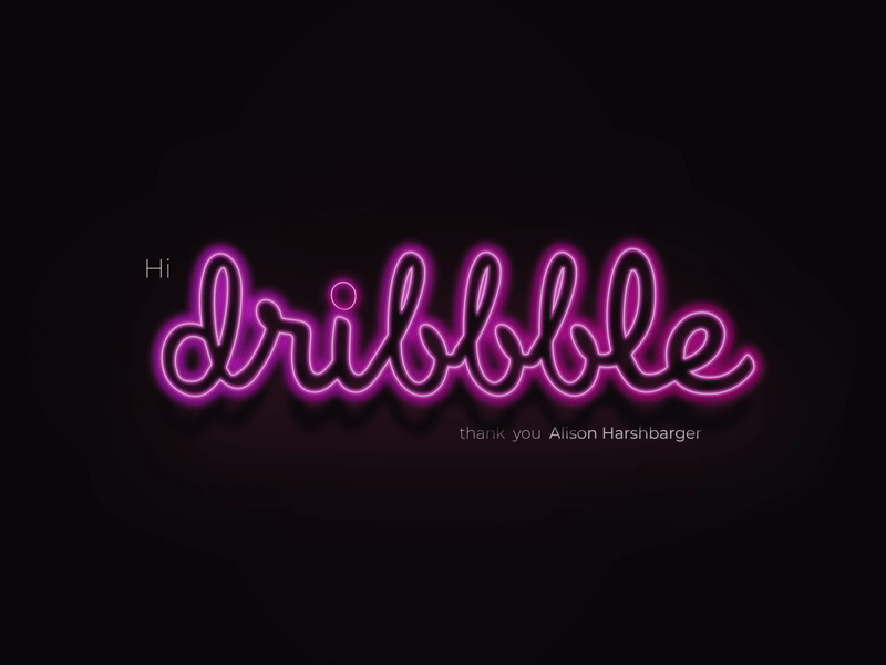 Hi Dribbble! animation design minimal neon typography welcome