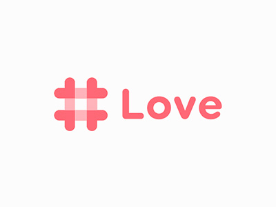 #Love clever design hashtag icon logo love minimal type