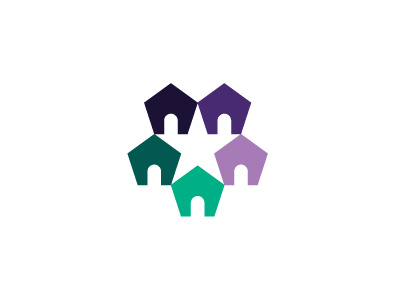Carbon Property brand identity carbon clever flat design home house linked logo negative space pentagon property star
