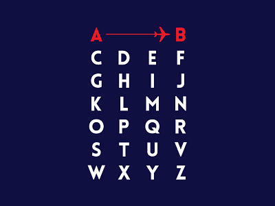 From A to B achievement airplane alphabet clever letters minimal navy plane transport type typography