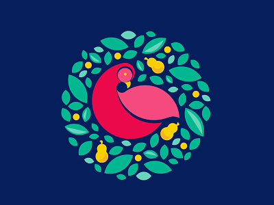 Partridge in a Pear Tree 12 days of christmas geometric icon illustrator logo minimal partridge pear tree