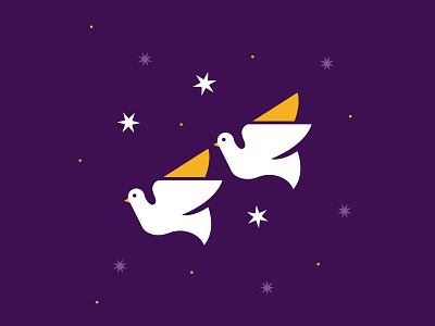 Two Turtle Doves 12 12 days of christmas christmas days doves illustration minimal stars vector