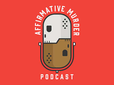 Affirmative Murder Podcast branding logo mic podcast skulls type