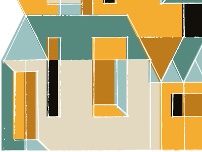 Mi Casa Es Su Casa No. 1 abstract geometric house illustration pattern renderedthreads