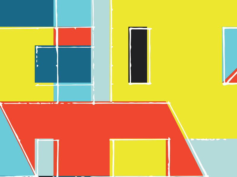 Mi Casa Es Su Casa No. 4 pattern house geometric abstract illustration renderedthreads