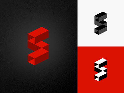 Noisy S letter logo perspective renderedthreads s vector