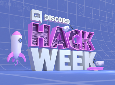 Discord Hack Week 3d blueprint building c4d cinema 4d hack hackathon logo octane rocket week