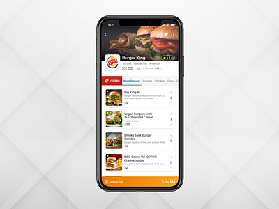 Food Delivery Mobile App [Restaurant Screen] 🍔 burger burger king delivery food app menu mobile app online order restaraunt
