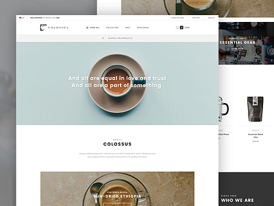 Colossus Ecommerce Template branding coffee ecommerce homepage layout store theme typography ui ux web design website