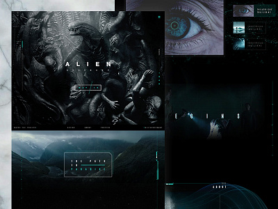 Alien: Covenant alien design future glitch layout one page texture typography ui ux web design website