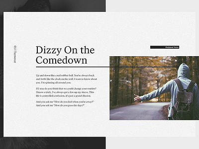 Dizzy On the Comedown clean design grid layout minimal monochrome typography