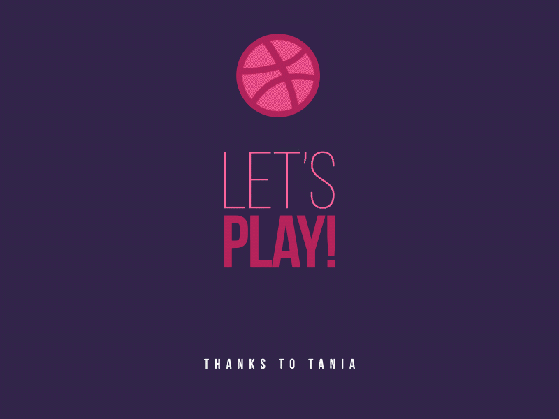 Hello Dribbble! Let's play! after effect animation ball basketball bouncing ball branding design first shot flat gif hello dribbble logo pink purple