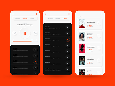 Audiobook app design - Neu Morphism. android app audio player audiobook ios minimal mobile app modern music app music player neumorphic neumorphism player ui skeuomorph skeuomorphic skeuomorphism smartphone store app ui ux