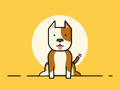 Pit bull color cute dog dribbble invites love minimal pet pitbull vector wip