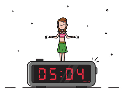 Alarm characters dancer design dribbble flat girl hawaiian illustration invites minimal vector wip