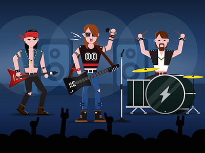 Band band characters design dribbble flat illustration invitations items motion music stroke wip