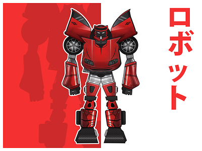 The Red car dribbble illustration invites japan mexico red robot transformer vector wip