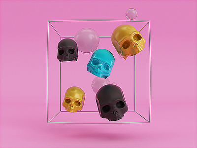 Skulls c4d character design graphicdesign illustration pink render retouche skulls visual