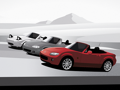 Mazda Minimal art cars character design digital dribbble flat illustration invites retro texture vector