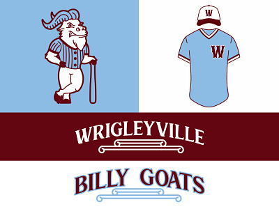 Wrigleyville Billy Goats baseball baseball logo branding design digital art identity illustration illustrator logo sports sports branding sports design typography