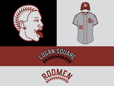 Logan Square Rodmen baseball baseball logo branding design digital art illustrator logo sports branding sports logo t shirt design t shirt design vector team logo typography